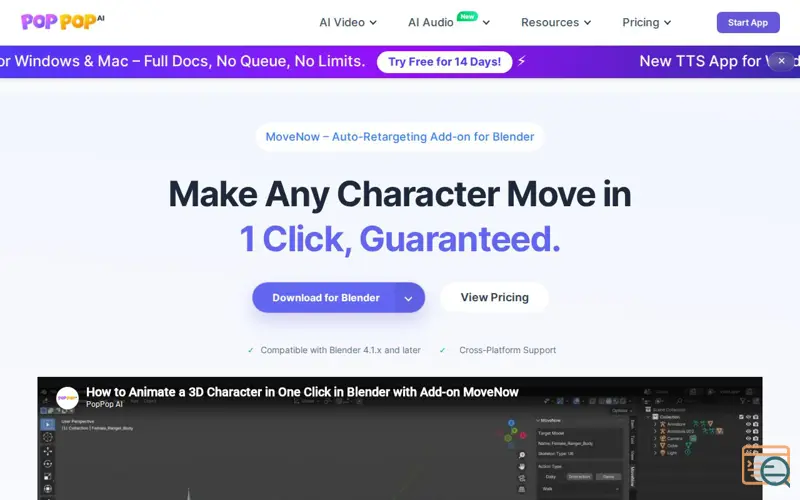 Screenshot of MoveNow (Add-on for Blender)