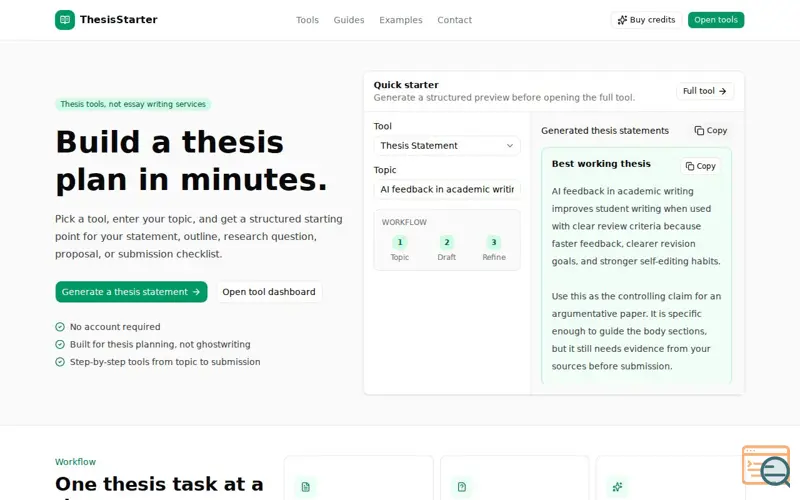 Screenshot of ThesisStarter