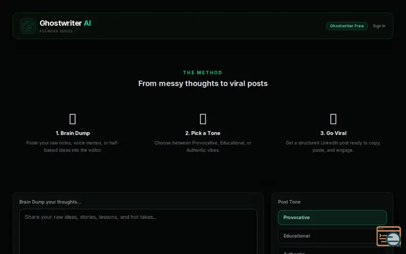 Screenshot of Ghostwriter AI