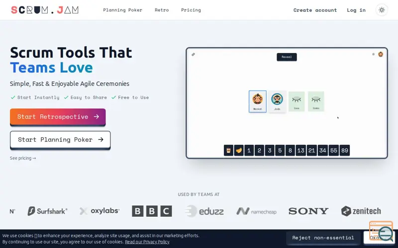 Screenshot of Scrum Jam, a launch using EthicalAds
