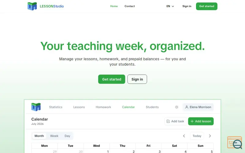Screenshot of LessonStudio – tutor scheduling software