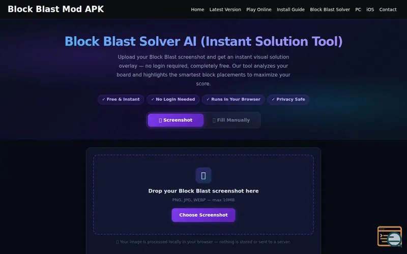 Screenshot of Block Blast Solver