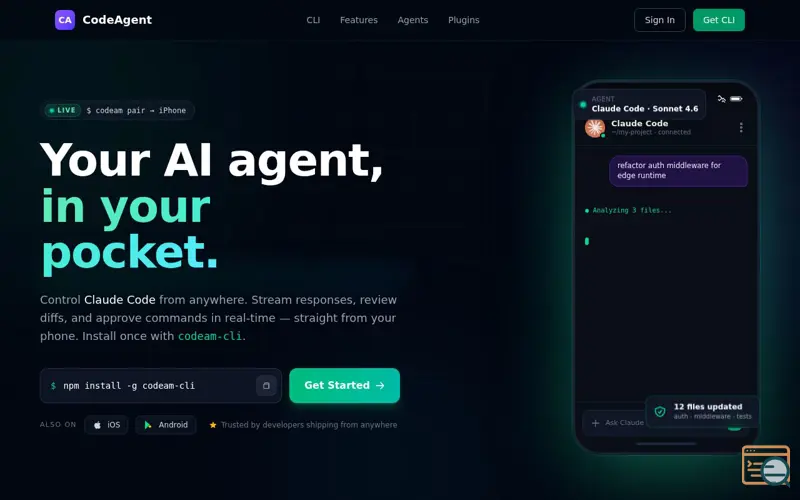 Screenshot of CodeAgent Mobile