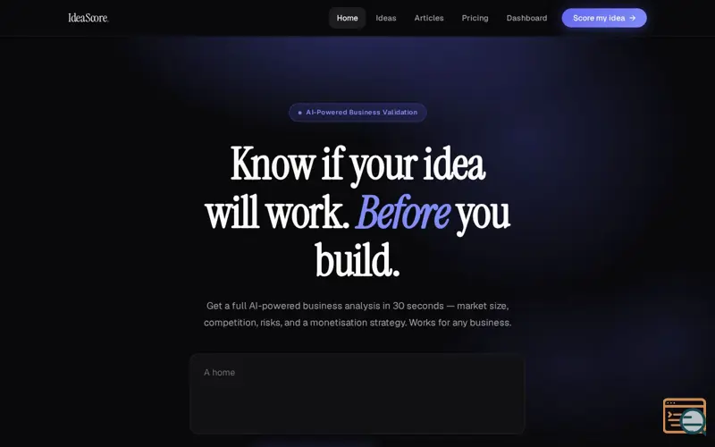 Screenshot of IdeaScore.tech
