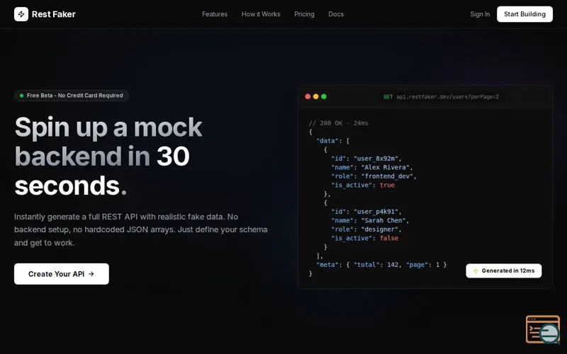 Screenshot of Rest Faker