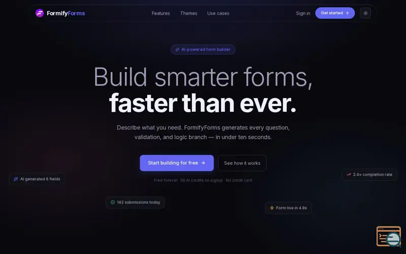 Screenshot of FormifyForms
