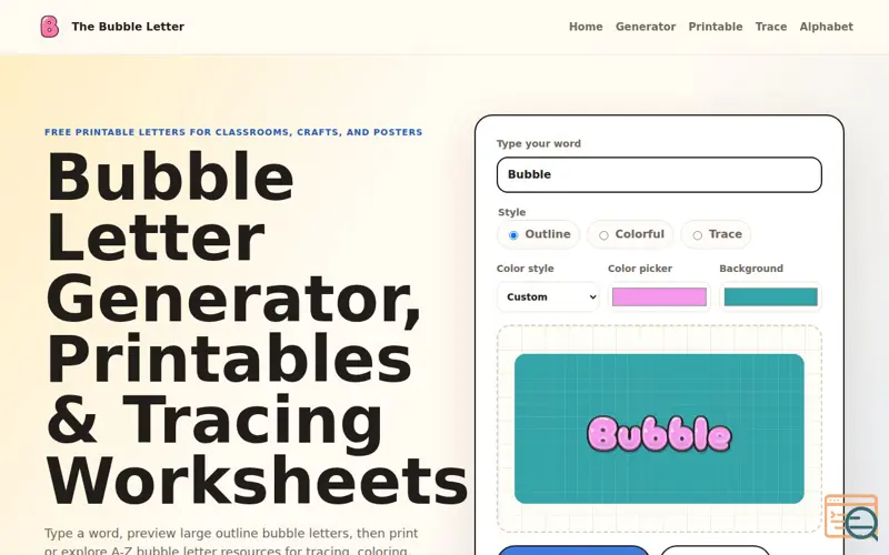 Screenshot of Bubble Letters