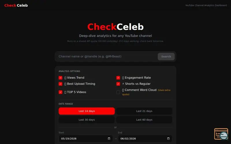 Screenshot of CheckCeleb