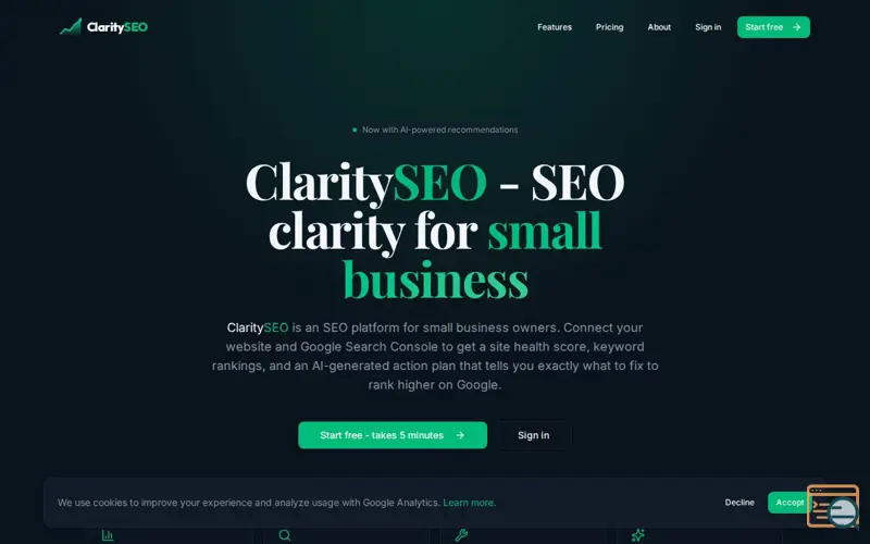Screenshot of ClaritySEO