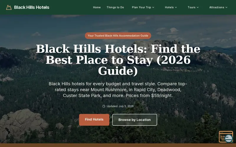 Screenshot of Black Hills Hotels