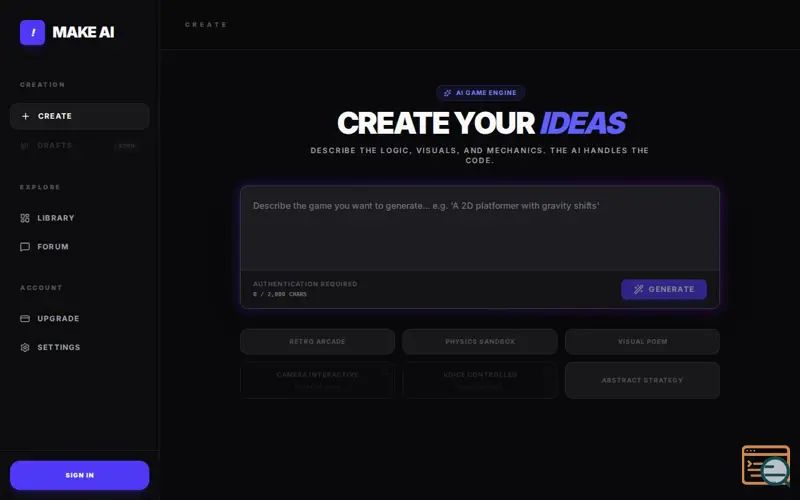 Screenshot of Make AI