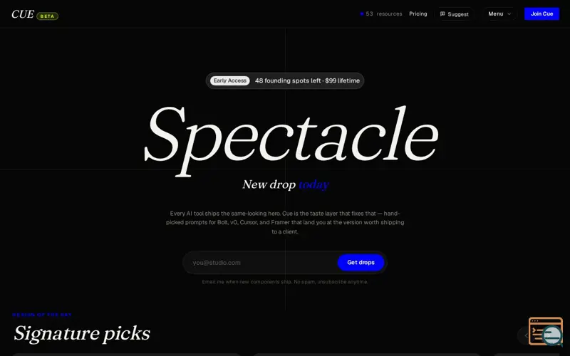Screenshot of Cue — copy · paste · ship