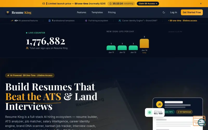 Screenshot of Resume King
