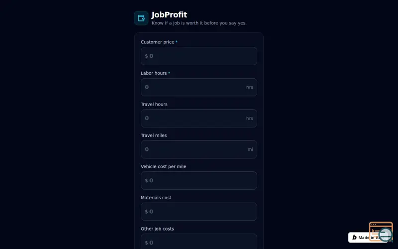 Screenshot of JobProfit — Is this job worth it?
