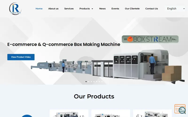 Screenshot of Robus India, a launch using Essential Addons for Elementor