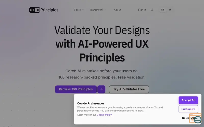 Screenshot of UX/UI Principles