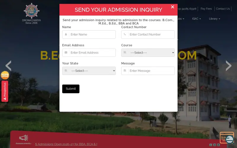 Screenshot of Dronacharya PG College of Education