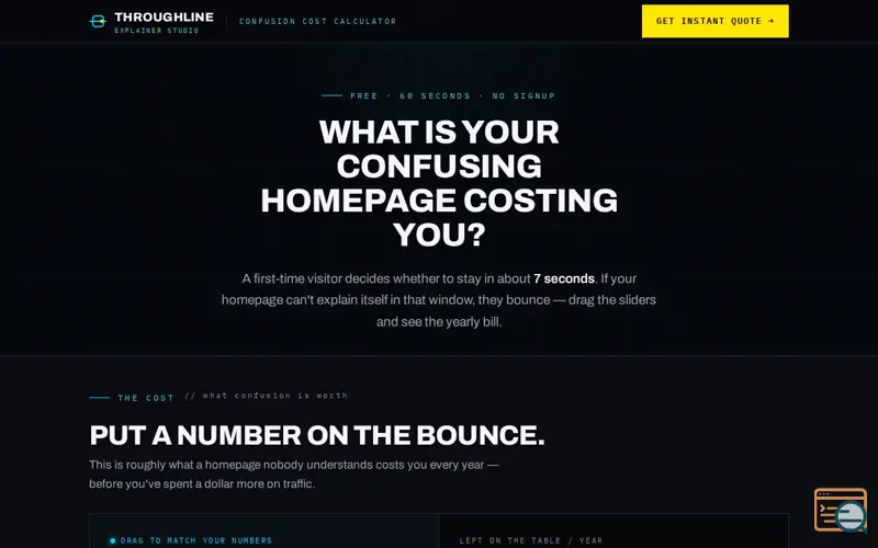 Screenshot of Bad Homepage Cost Calculator