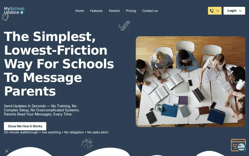 Screenshot of MySchoolUpdate, a launch using Chatway