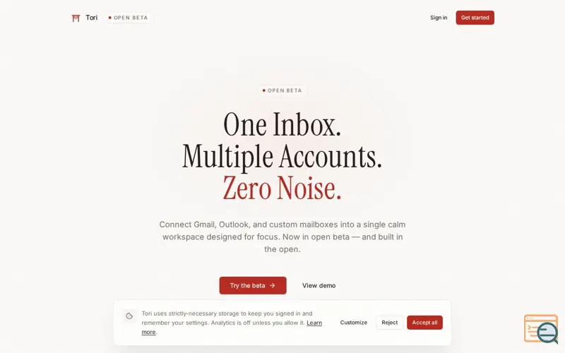 Screenshot of Tori: unified inbox and email management