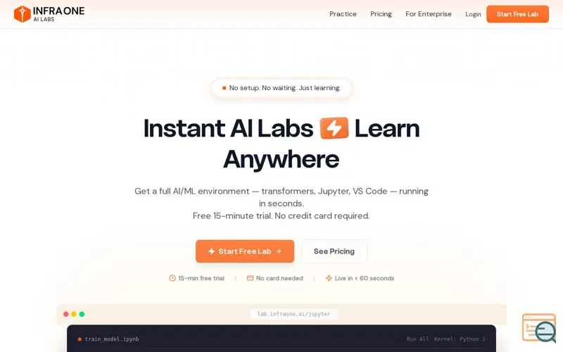 Screenshot of InfraOne AI Labs