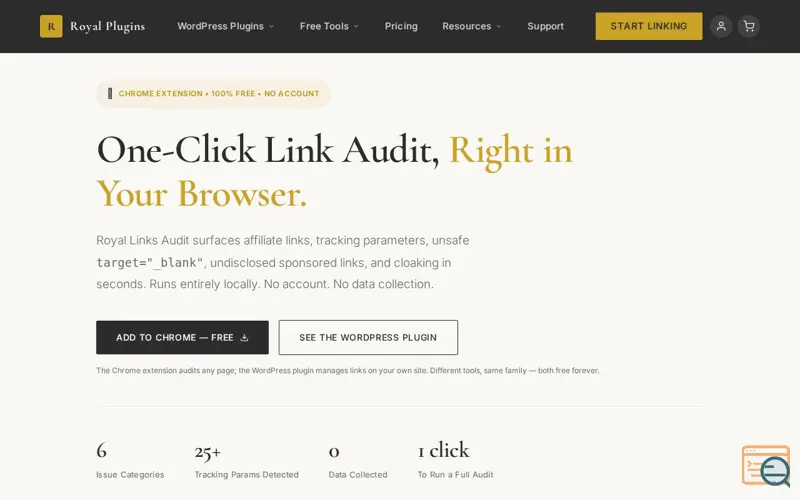 Screenshot of Royal Links Audit- Chrome Extension, a launch using SEOBolt