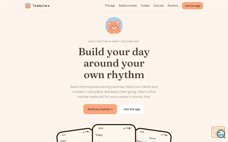 Screenshot of TeddyCare — Build your daily routine, track it, keep it