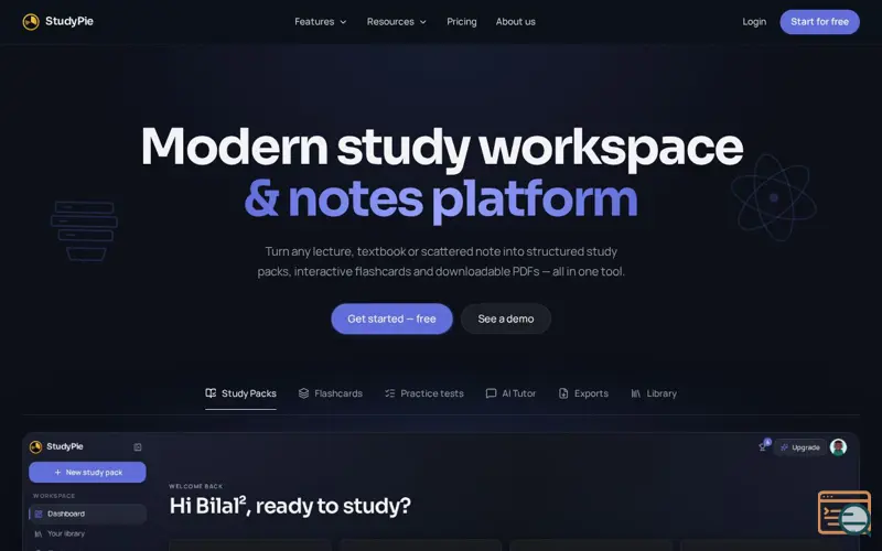 Screenshot of StudyPie
