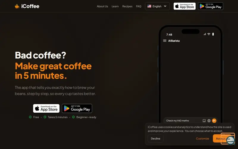 Screenshot of iCoffee