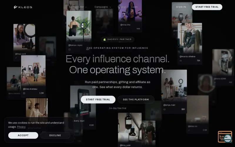 Screenshot of Kleos Influence