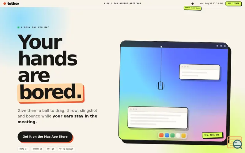 Screenshot of Tether: a ball for boring meetings