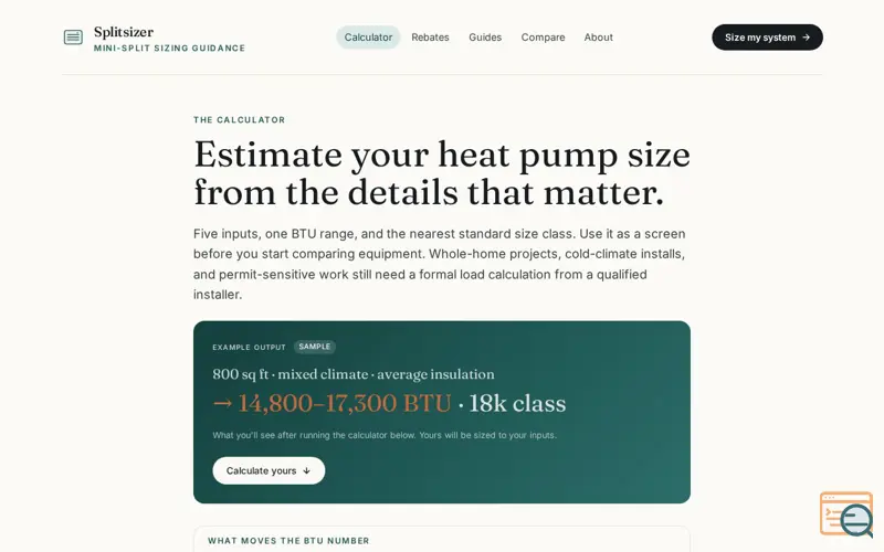 Screenshot of Splitsizer