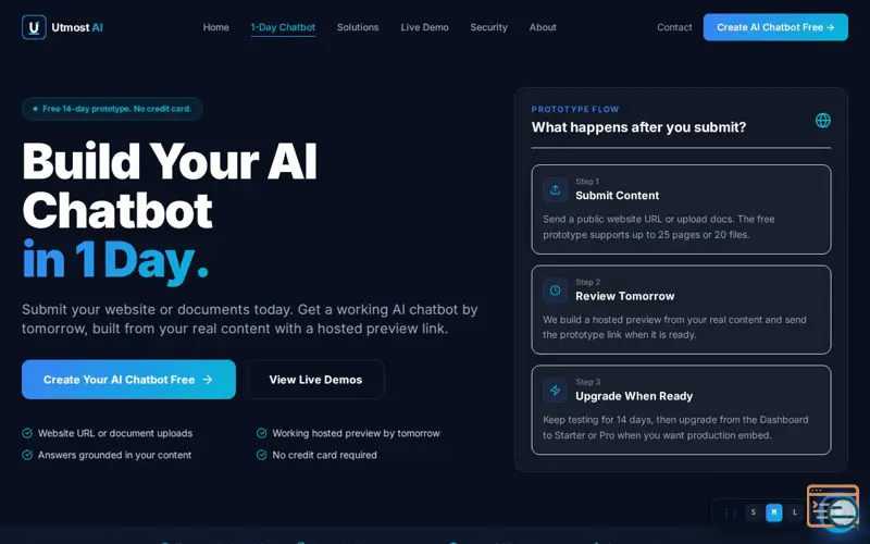 Screenshot of Utmost AI Chatbot