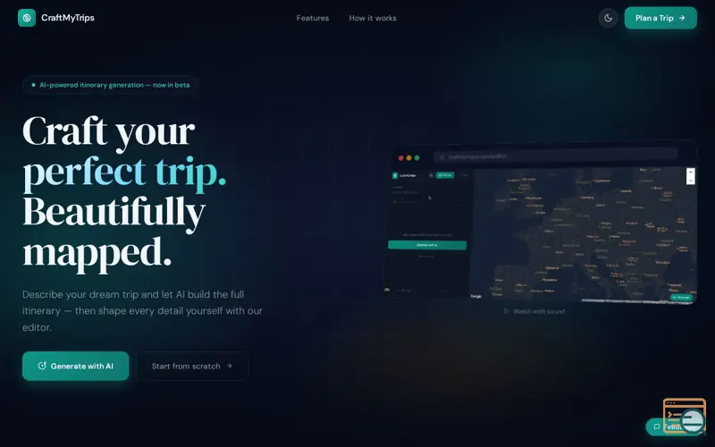 Screenshot of CraftMyTrips