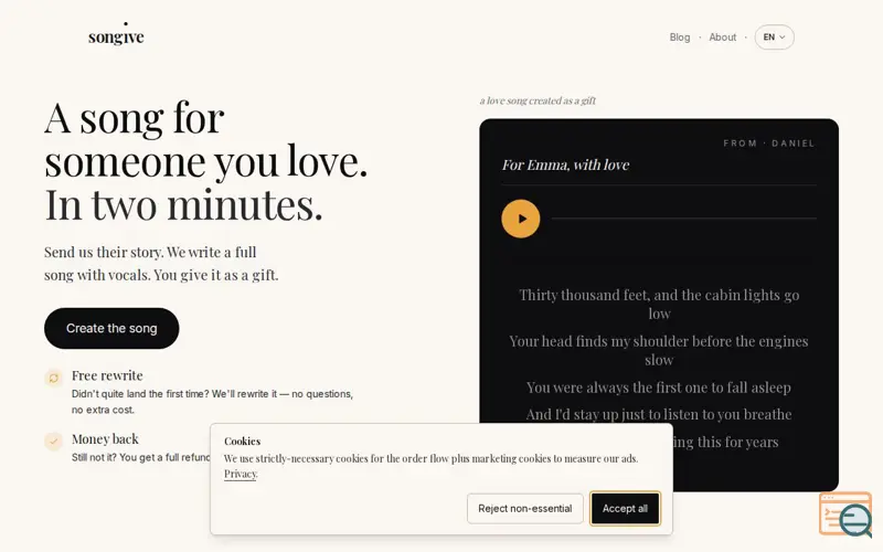 Screenshot of Songive
