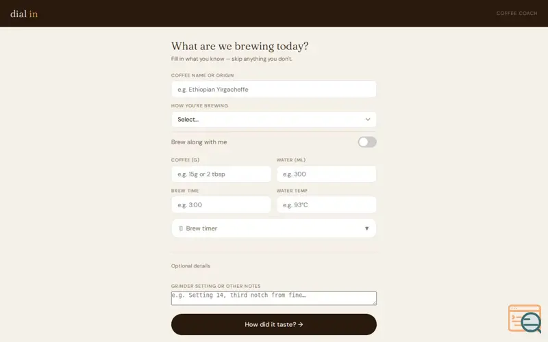 Screenshot of Free Coffee Coaching for Home Brewers