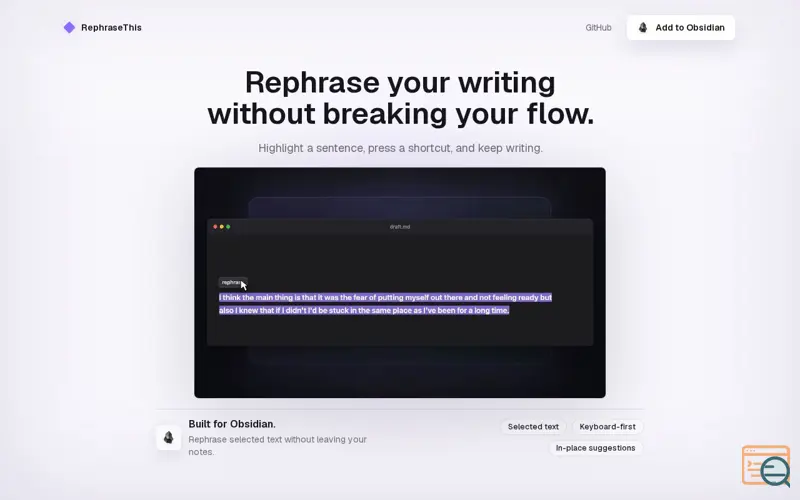 Screenshot of Rephrasethis