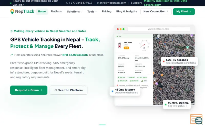 Screenshot of NepTrack