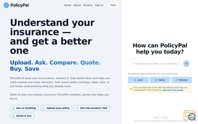 Screenshot of PolicyPal AI