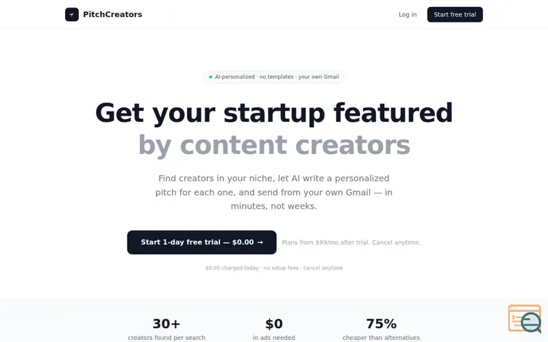 Screenshot of PitchCreators