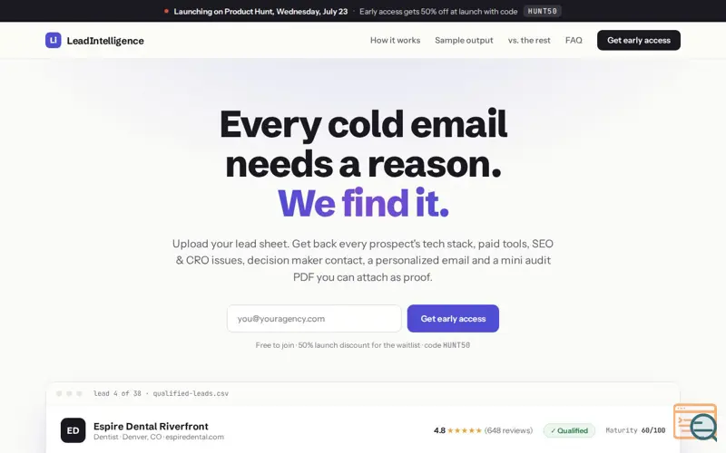 Screenshot of Lead Intelligence