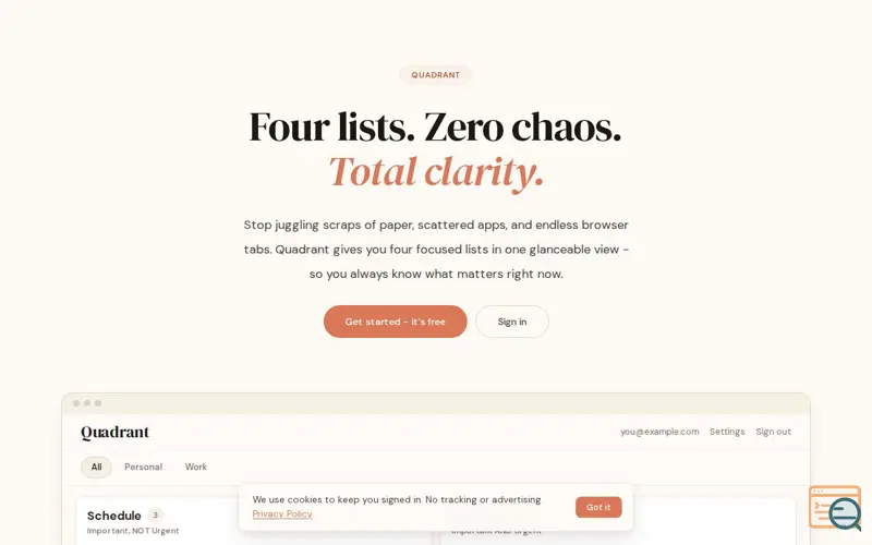 Screenshot of Quadrant