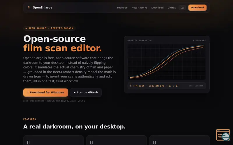 Screenshot of OpenEnlarge - Film Scan Editor