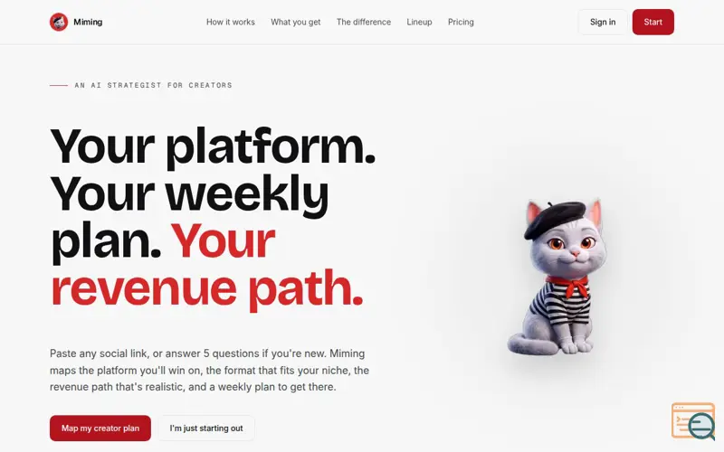 Screenshot of Miming