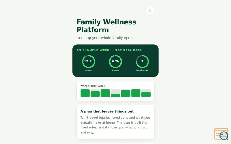 Screenshot of Family Wellness Platform