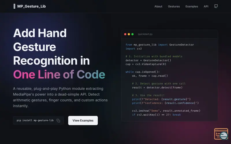 Screenshot of MP Gesture Lib
