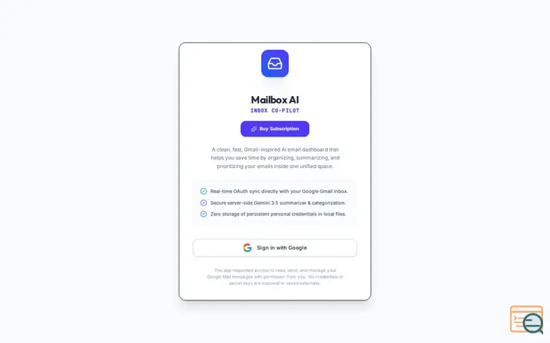 Screenshot of Mail box ai