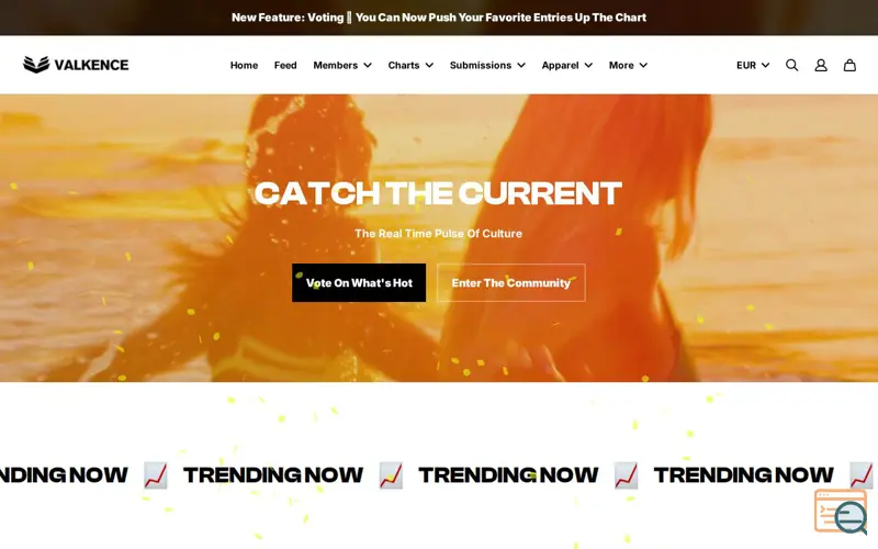 Screenshot of Valkence - Internet Culture, Ranked, a launch using Rack CORS