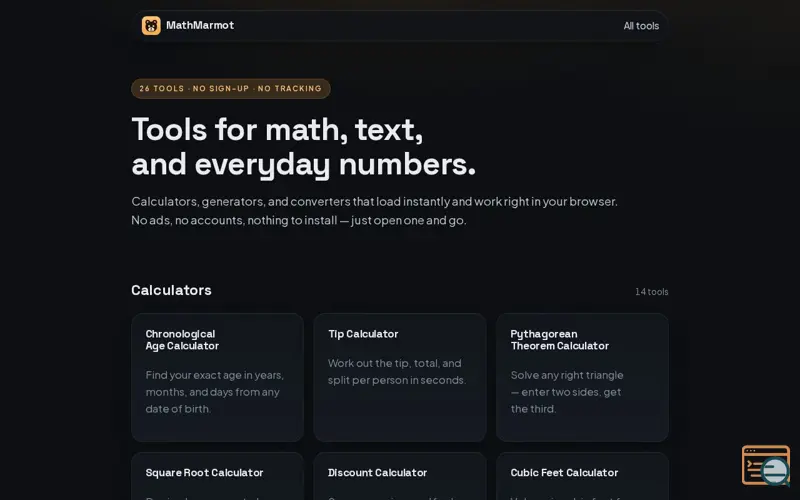 Screenshot of MathMarmot