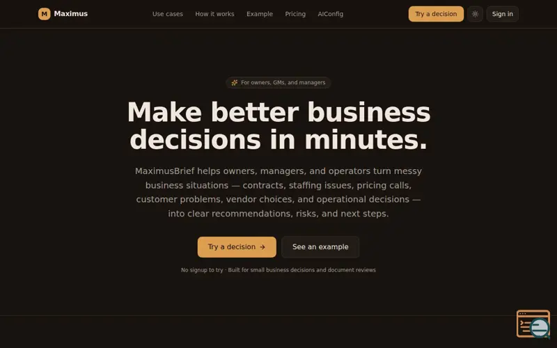 Screenshot of MaximusBrief